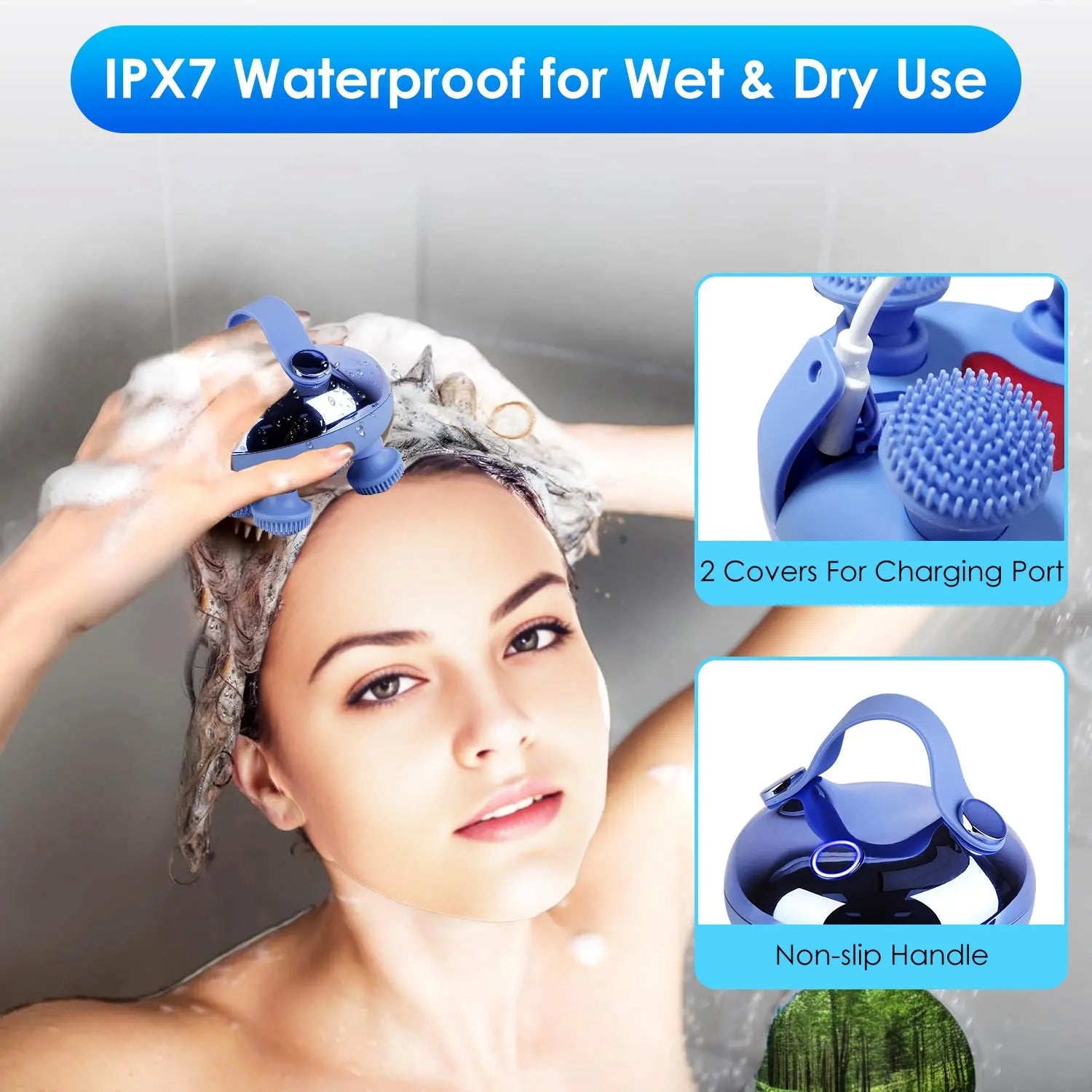 1Pc Electric Scalp Massager Rechargeable Head Mssager IPX7 Waterproof Dog Cat Massager With Red Light 3 Modes 3 Types Of Massage Claws For Men Women Elders Kore Shopping