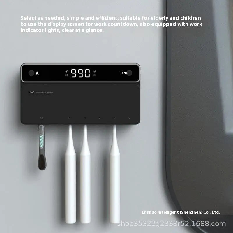 Toothbrush Sterilizer, Ultraviolet Disinfection Box, Automatic Drying Electric Bathroom Shelf, Wall-mounted, Drill-free Kore Shopping