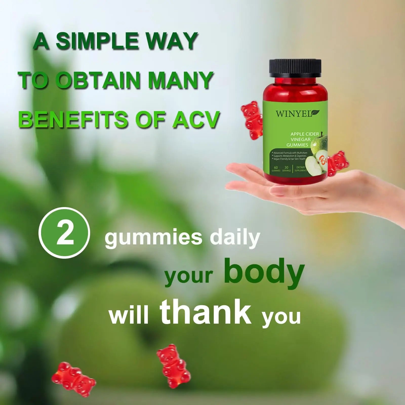 Apple Cider Vinegar Gummies Formulated To Support Normal Energy Levels  Gut Health - Supports Digestion, Detox  Cleansing - ACV Gummies WVIT B12 Dietary Edible Fitness Kore Shopping