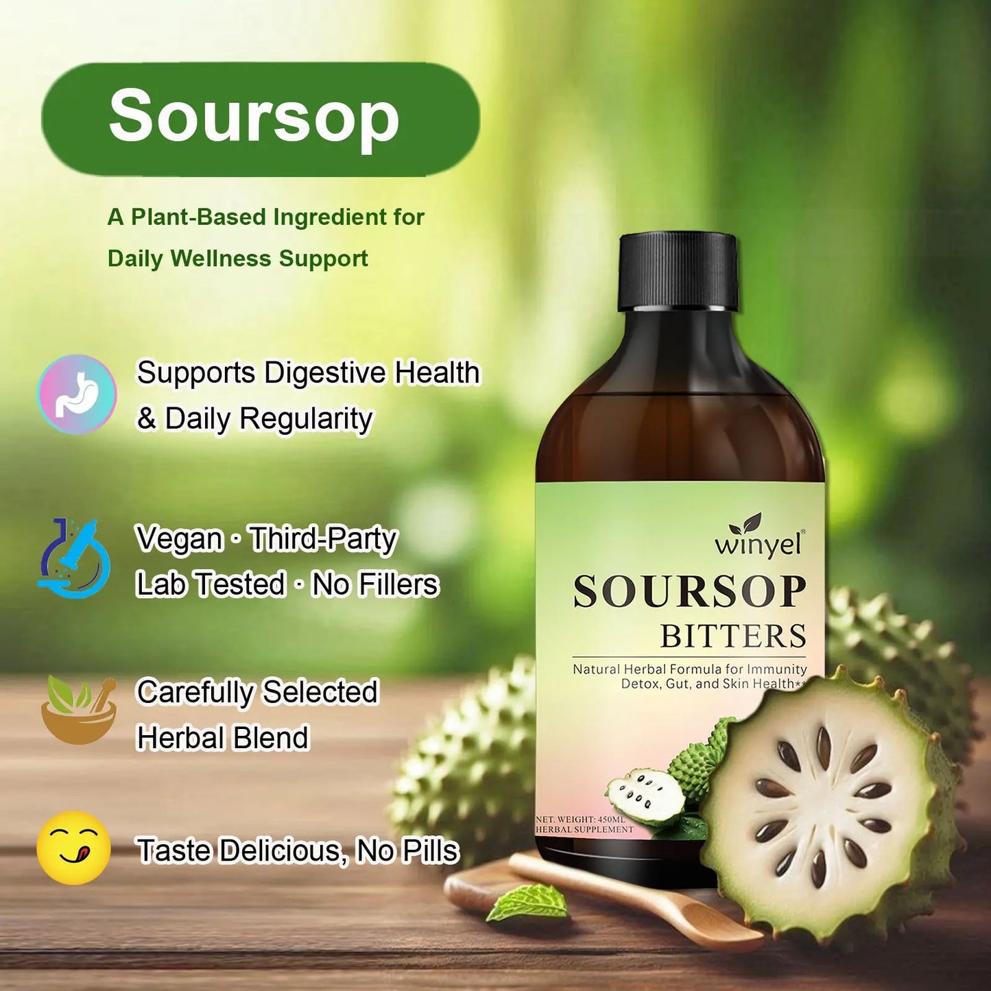 Soursop Liquid Contains Black Seeds, Moringa, And Turmeric, And Is Beneficial For Digestion And Gut Health, As Well As Providing Antioxidants, Skin Health, And Immune Support. It's A Pure 16-herb Form Kore Shopping