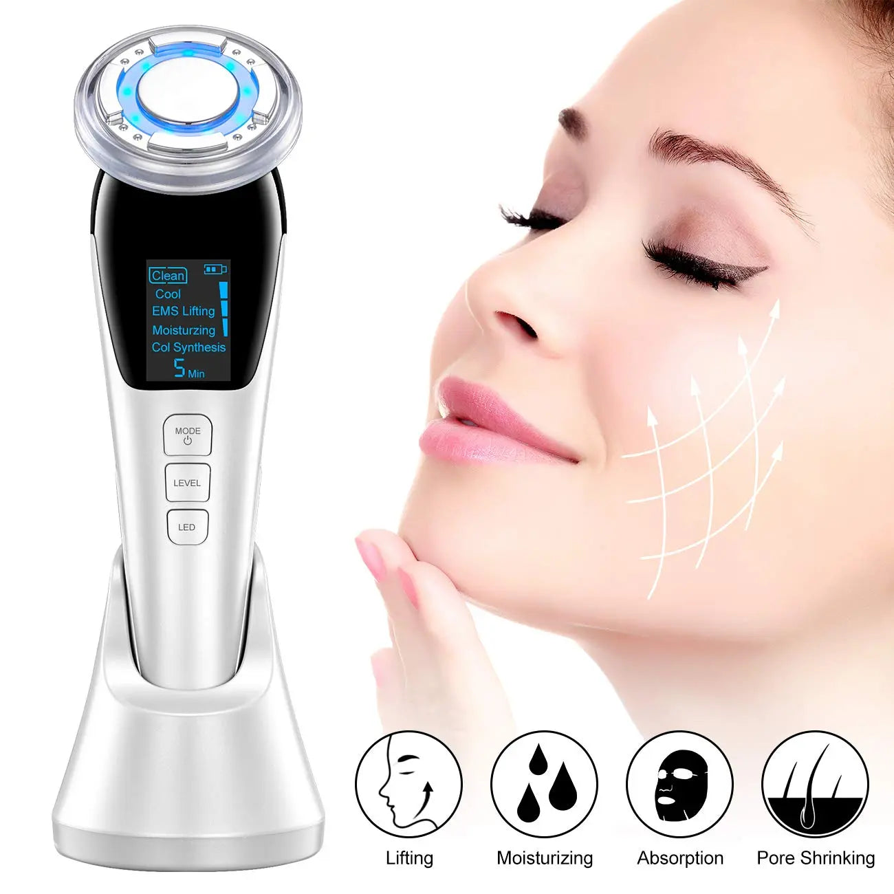 Ultrasonic LED Photon Vibration Light Therapy Massage Apparatus Micro-current Beauty Apparatus Kore Shopping