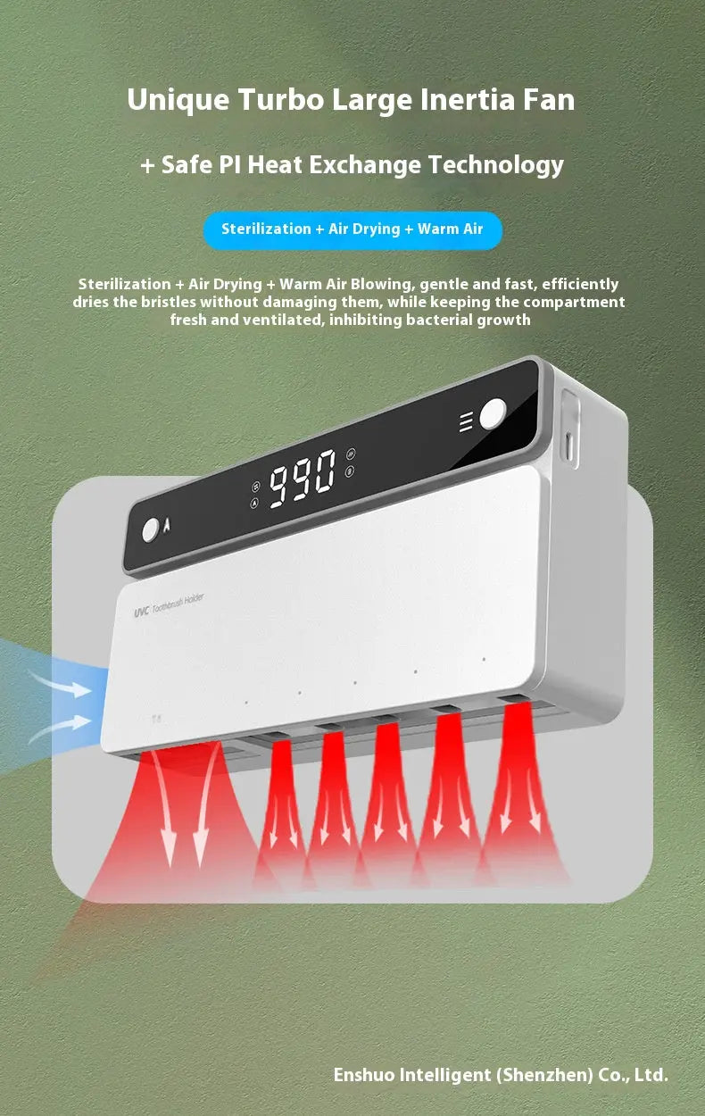 Toothbrush Sterilizer, Ultraviolet Disinfection Box, Automatic Drying Electric Bathroom Shelf, Wall-mounted, Drill-free Kore Shopping