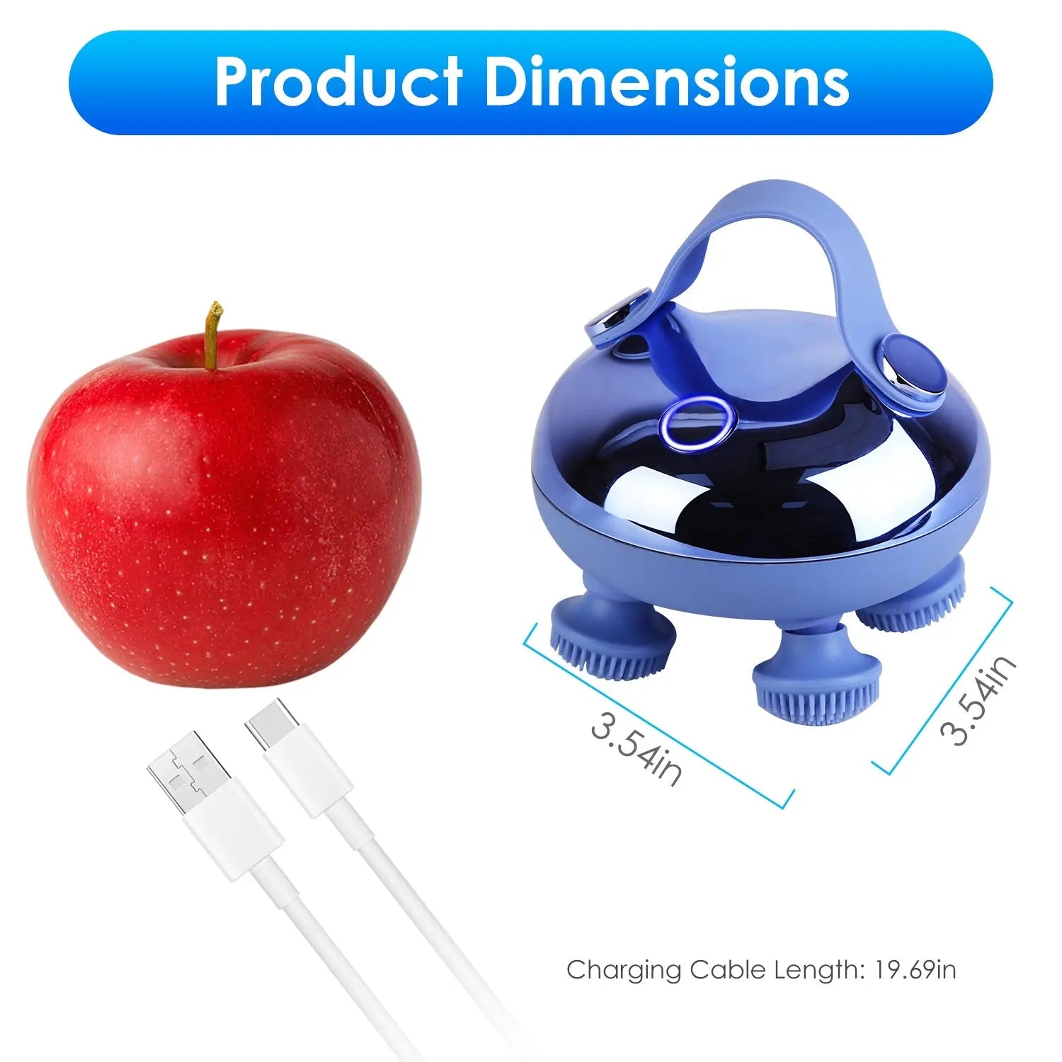 1Pc Electric Scalp Massager Rechargeable Head Mssager IPX7 Waterproof Dog Cat Massager With Red Light 3 Modes 3 Types Of Massage Claws For Men Women Elders Kore Shopping