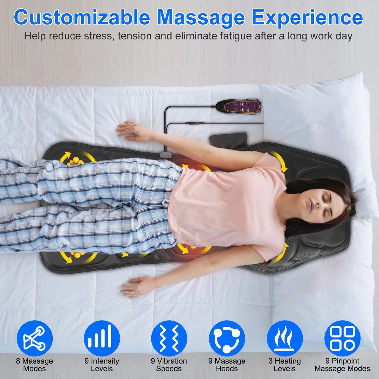 1Pc Full Body Massage Chair Pad With Heat Multifunctional Back Massager With Pinpoint Massage Vibration Timer For Home Office Car Use Kore Shopping
