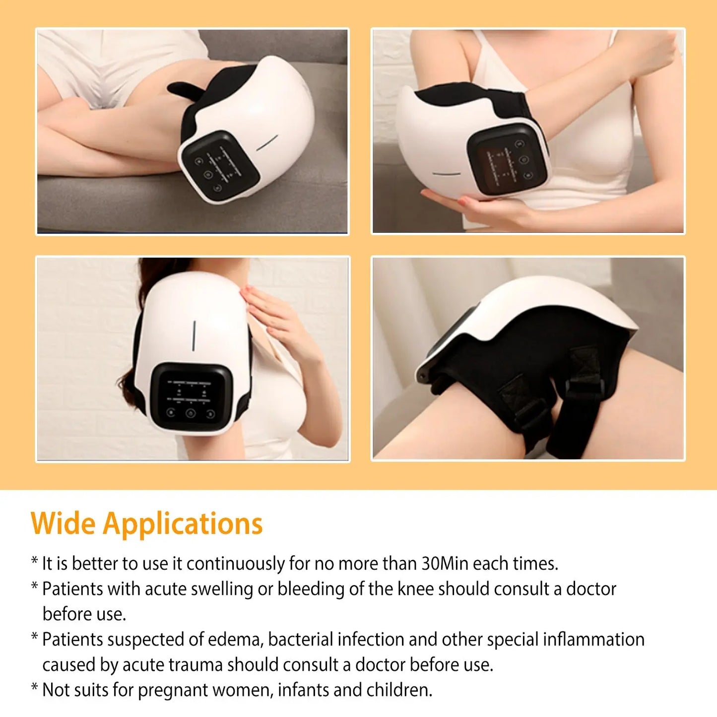 1Pc Electric Rechargeable Knee Massager Infrared Heat Pain Relief Therapy Knee Brace Wrap With Air Pressure Kneading Timer Temperature Adjustment Kore Shopping
