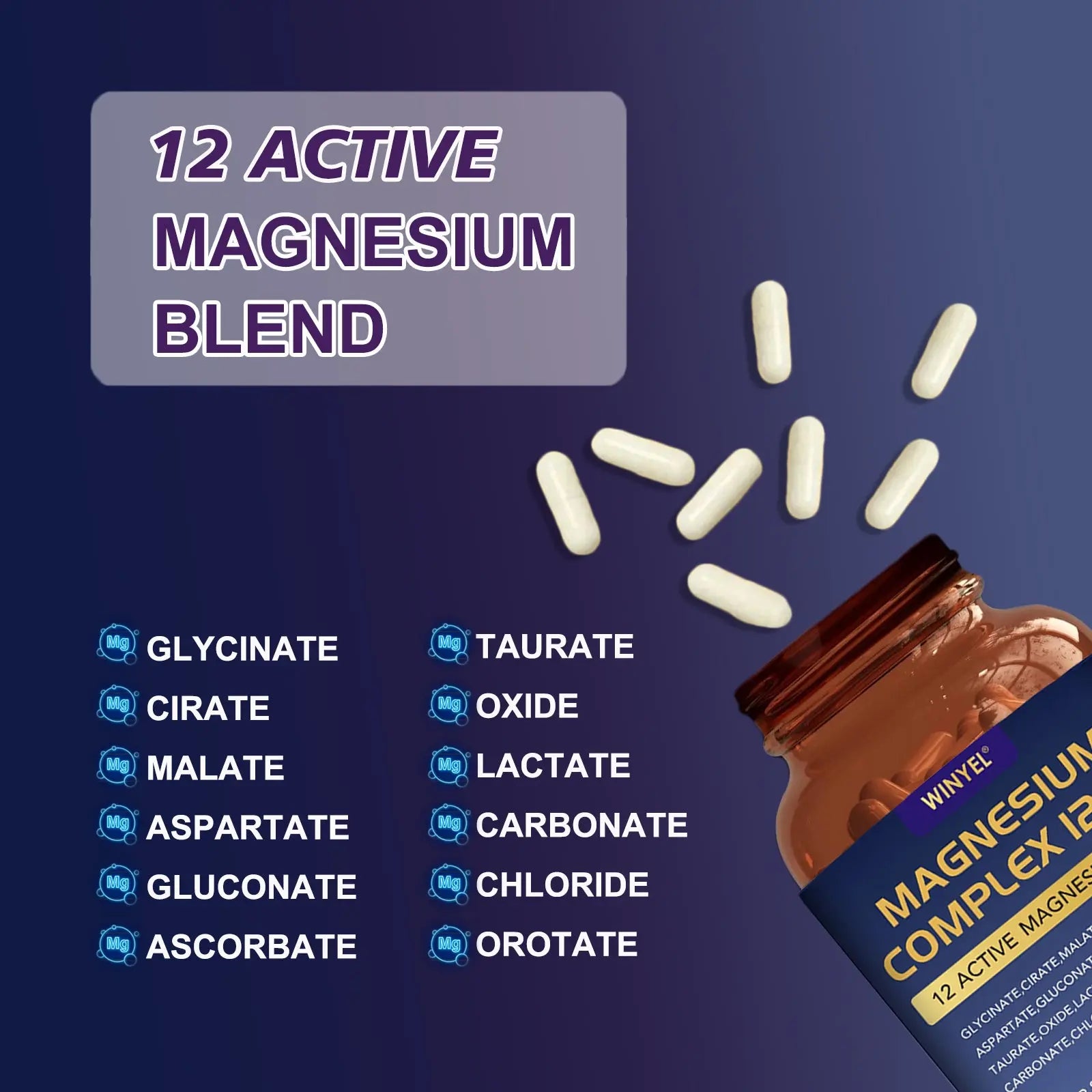 Magnesium Complex 700mg 12 In 1 Magnesium Supplement With Glycinate, Citrate, Malate  Sleep, Calm, Muscle Relaxation, Heart Health Support Vegan 120 Capsules Kore Shopping