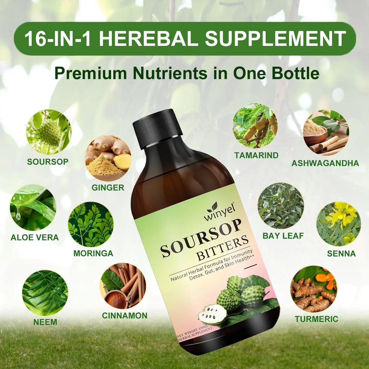 Soursop Liquid Contains Black Seeds, Moringa, And Turmeric, And Is Beneficial For Digestion And Gut Health, As Well As Providing Antioxidants, Skin Health, And Immune Support. It's A Pure 16-herb Form Kore Shopping