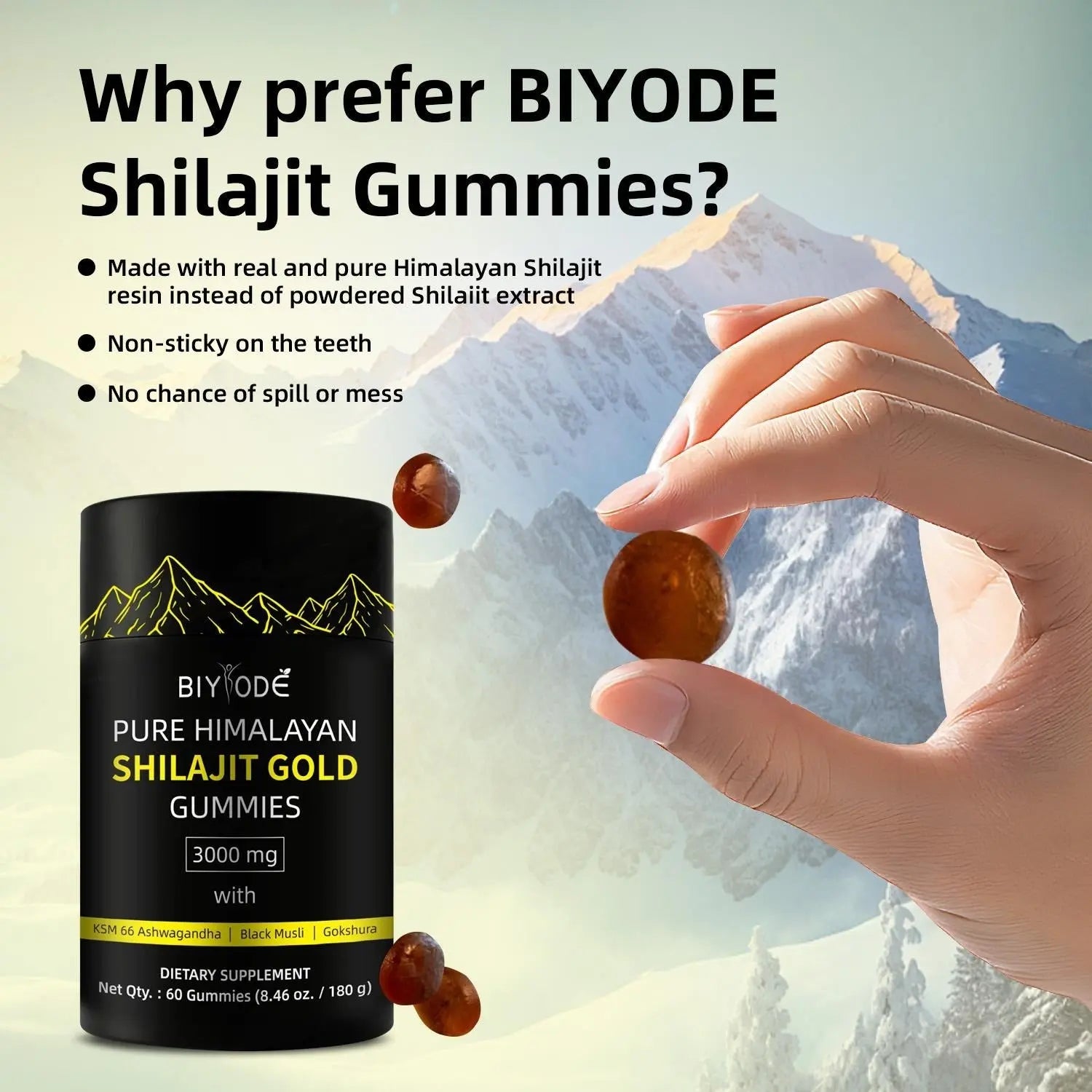 Pure Himalayan Shilajit Gummies  With Ashwagandha, Gokshura & Other Herbs No Added Sugar 60 Chewables Edible Supplement Kore Shopping