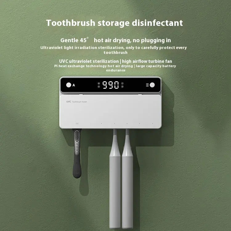 Toothbrush Sterilizer, Ultraviolet Disinfection Box, Automatic Drying Electric Bathroom Shelf, Wall-mounted, Drill-free Kore Shopping