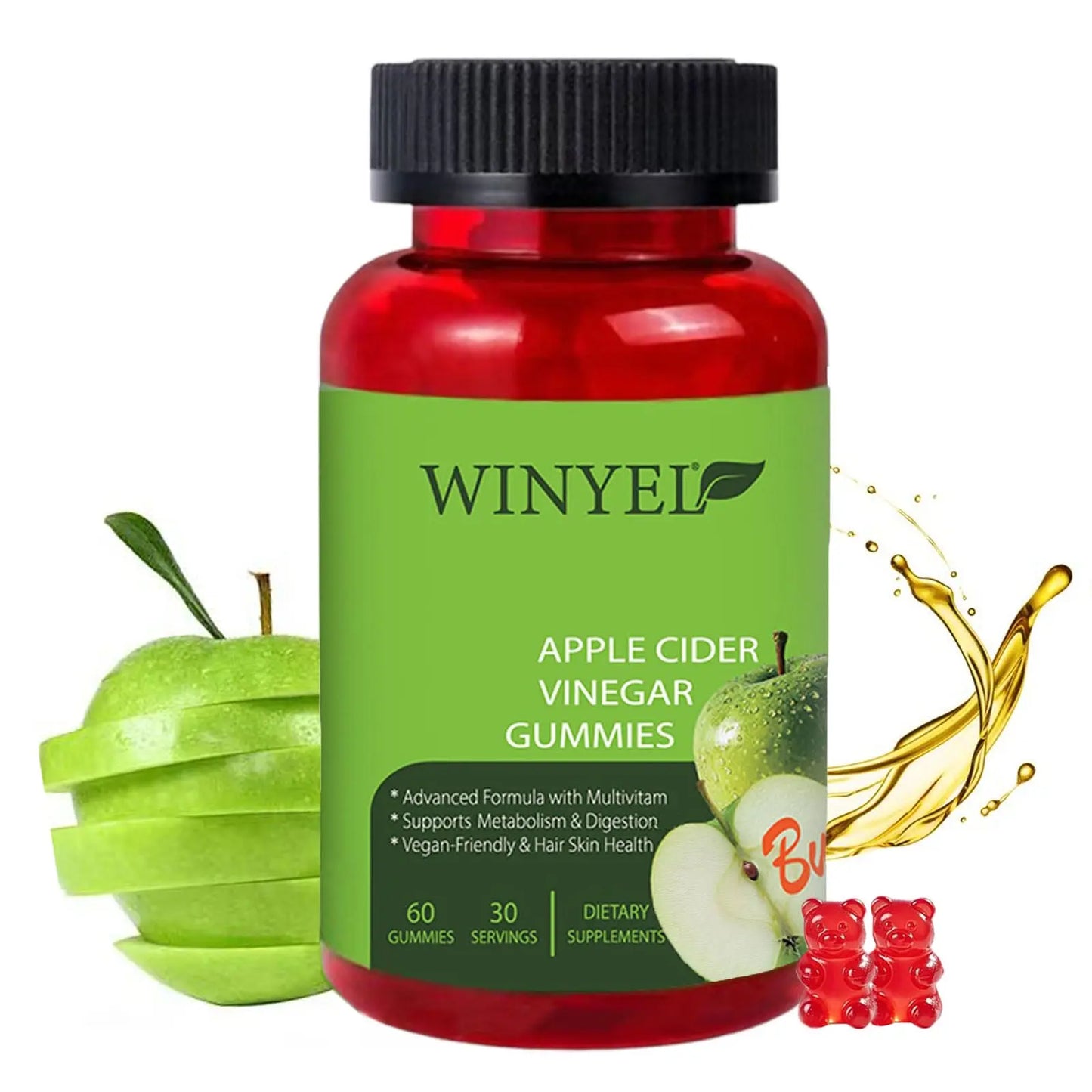 Apple Cider Vinegar Gummies Formulated To Support Normal Energy Levels  Gut Health - Supports Digestion, Detox  Cleansing - ACV Gummies WVIT B12 Dietary Edible Fitness Kore Shopping