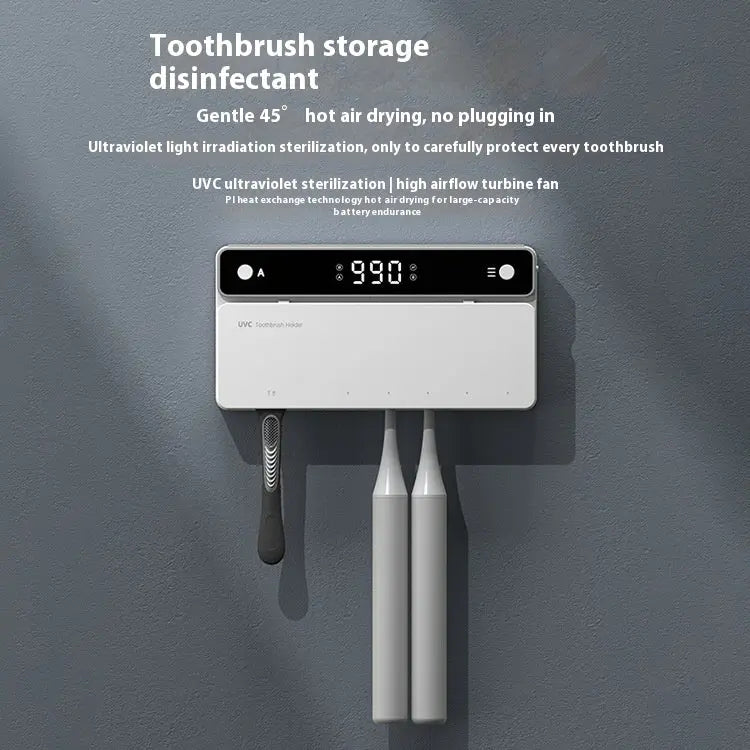 Toothbrush Sterilizer, Ultraviolet Disinfection Box, Automatic Drying Electric Bathroom Shelf, Wall-mounted, Drill-free Kore Shopping