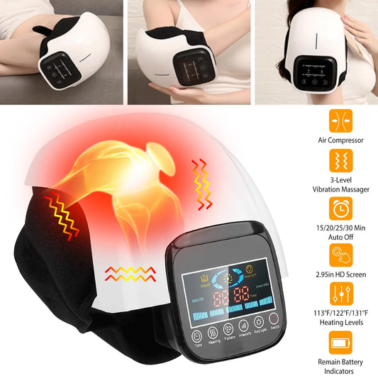 1Pc Electric Rechargeable Knee Massager Infrared Heat Pain Relief Therapy Knee Brace Wrap With Air Pressure Kneading Timer Temperature Adjustment Kore Shopping