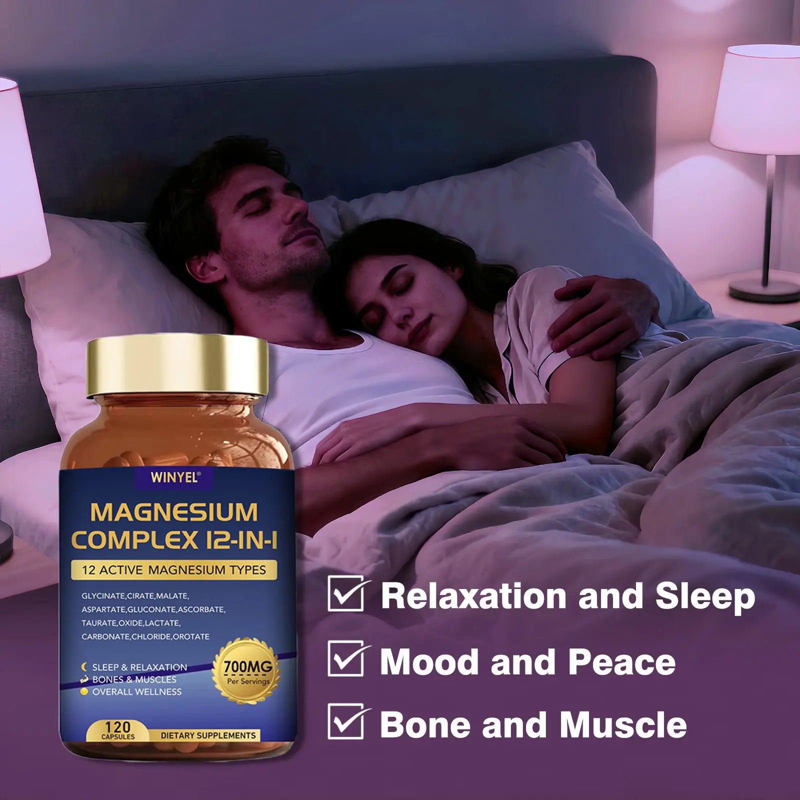 Magnesium Complex 700mg 12 In 1 Magnesium Supplement With Glycinate, Citrate, Malate  Sleep, Calm, Muscle Relaxation, Heart Health Support Vegan 120 Capsules Kore Shopping