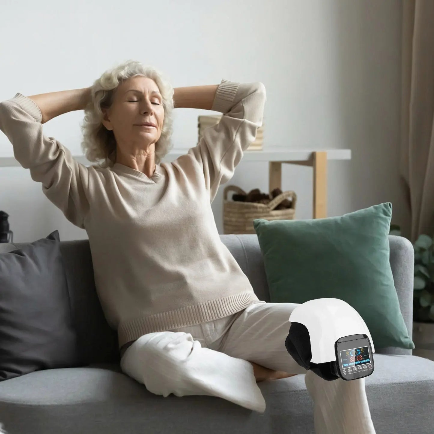 1Pc Electric Rechargeable Knee Massager Infrared Heat Pain Relief Therapy Knee Brace Wrap With Air Pressure Kneading Timer Temperature Adjustment Kore Shopping