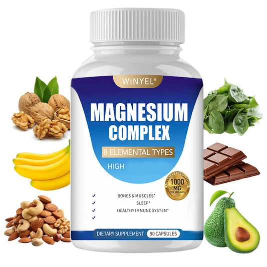 MAGNESIUM COMPLEX Wellness Capsules With Malate & Glycinate And 8 ELEMENTAL MAGNESIUM, Supports Health 90 Capsules, Dietary Supplement. Kore Shopping