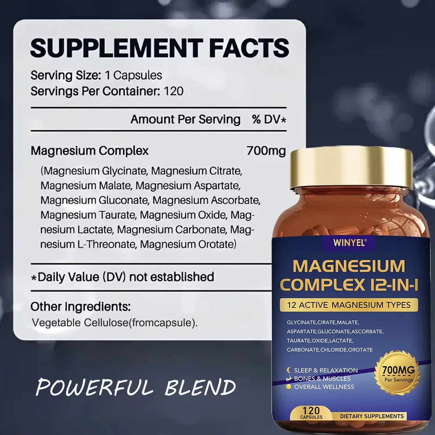 Magnesium Complex 700mg 12 In 1 Magnesium Supplement With Glycinate, Citrate, Malate  Sleep, Calm, Muscle Relaxation, Heart Health Support Vegan 120 Capsules Kore Shopping