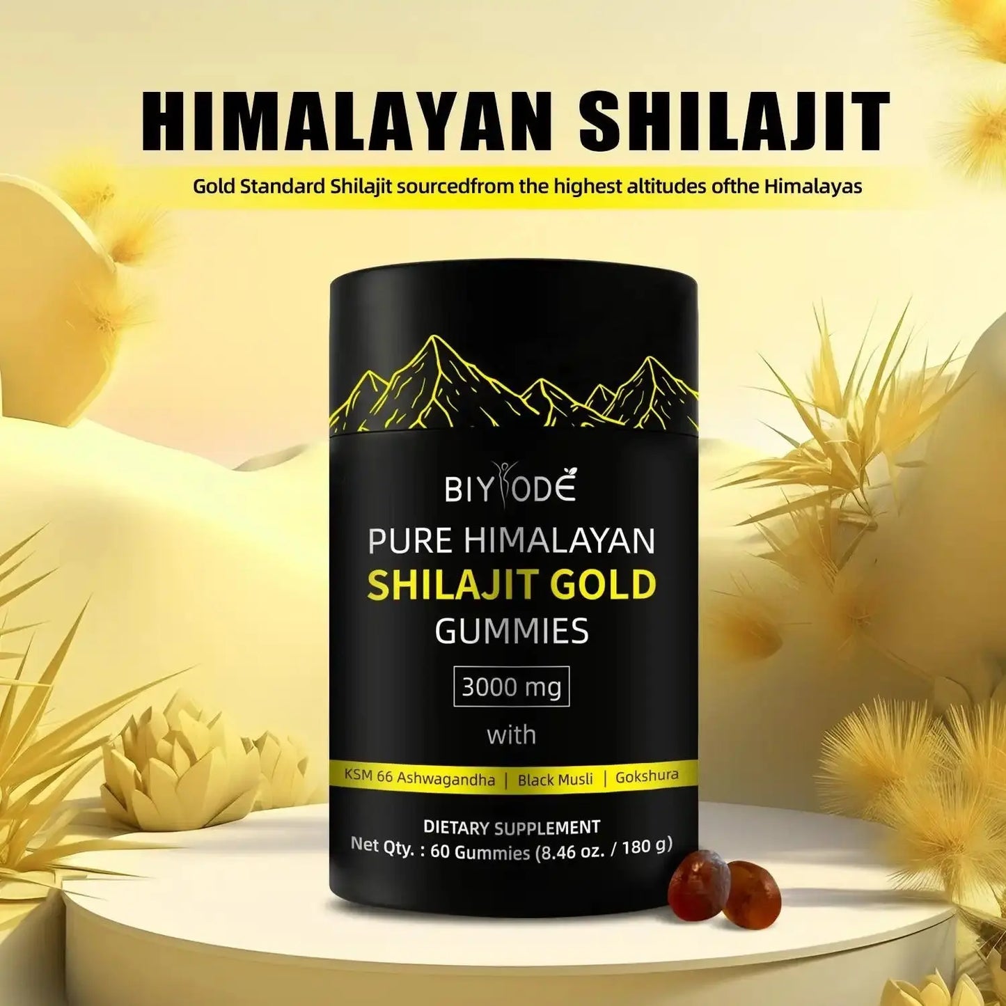 Pure Himalayan Shilajit Gummies  With Ashwagandha, Gokshura & Other Herbs No Added Sugar 60 Chewables Edible Supplement Kore Shopping